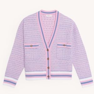 Sandro cropped tweed effect cardigan cute purple 2020